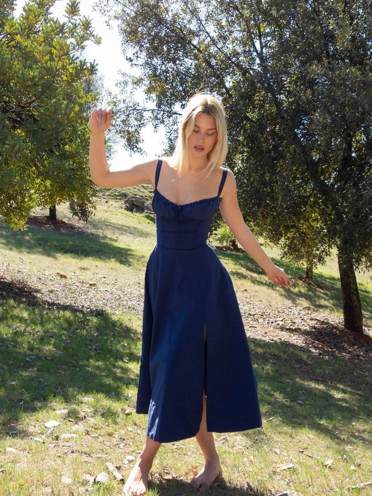 LACE UP MIDI SUNDRESS