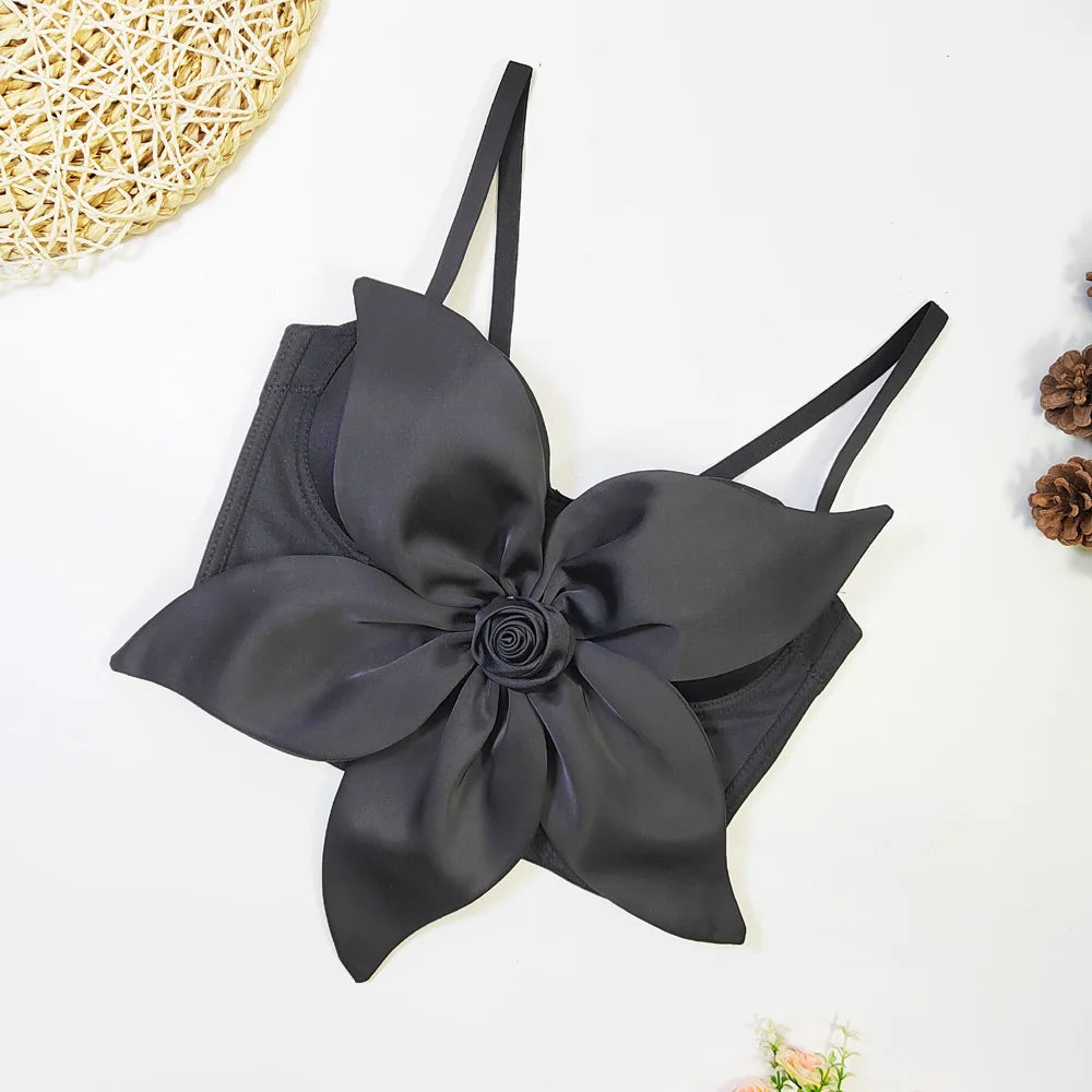 BIG BOW 3D FLOWER CROP TOP