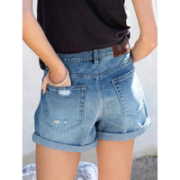 WOMEN'S HIGH WAISTED DISTRESSED JEAN SHORTS