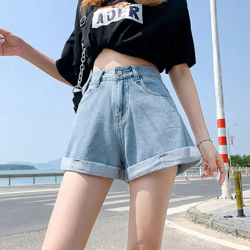WIDE LEG DENIM SHORTS