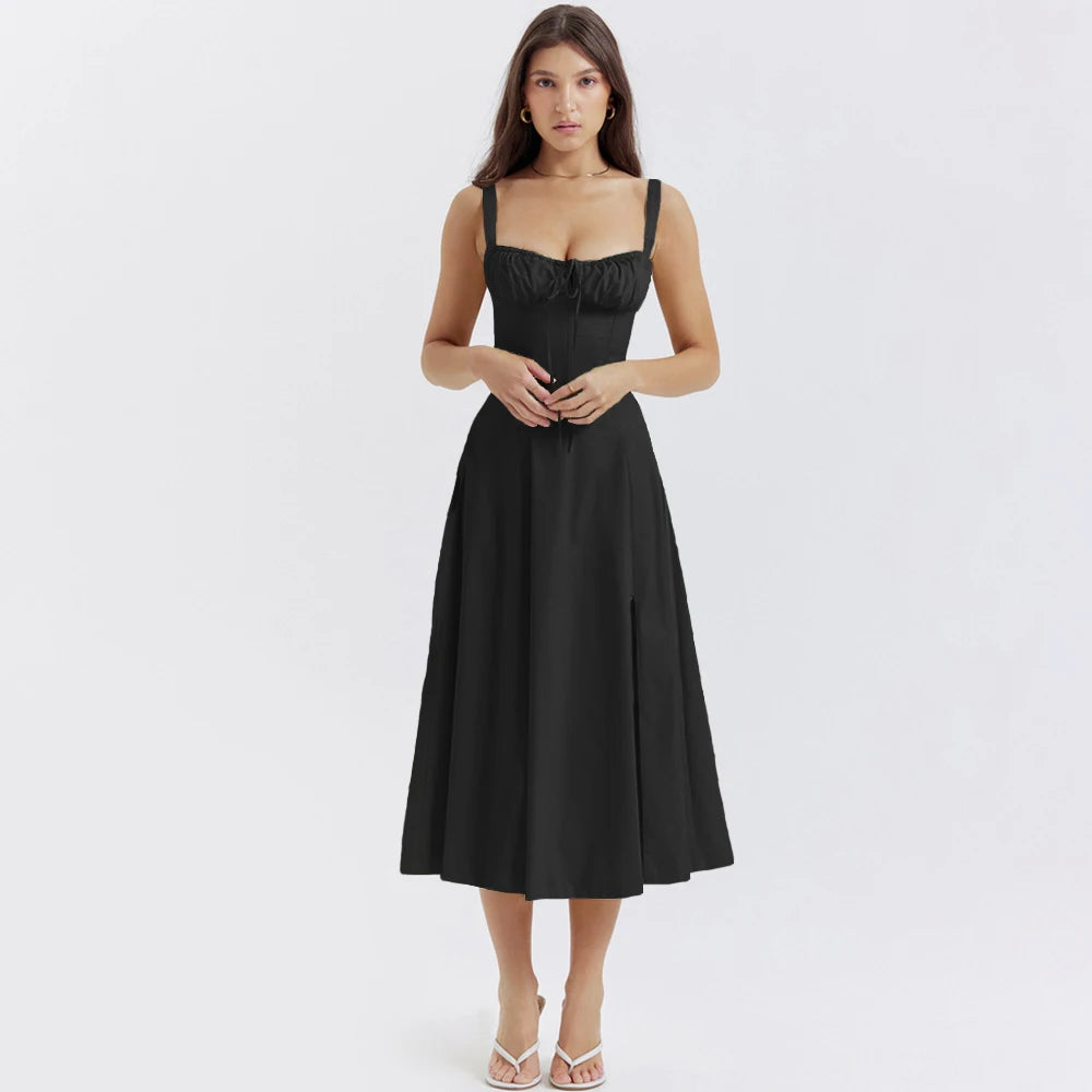 LACE UP MIDI SUNDRESS
