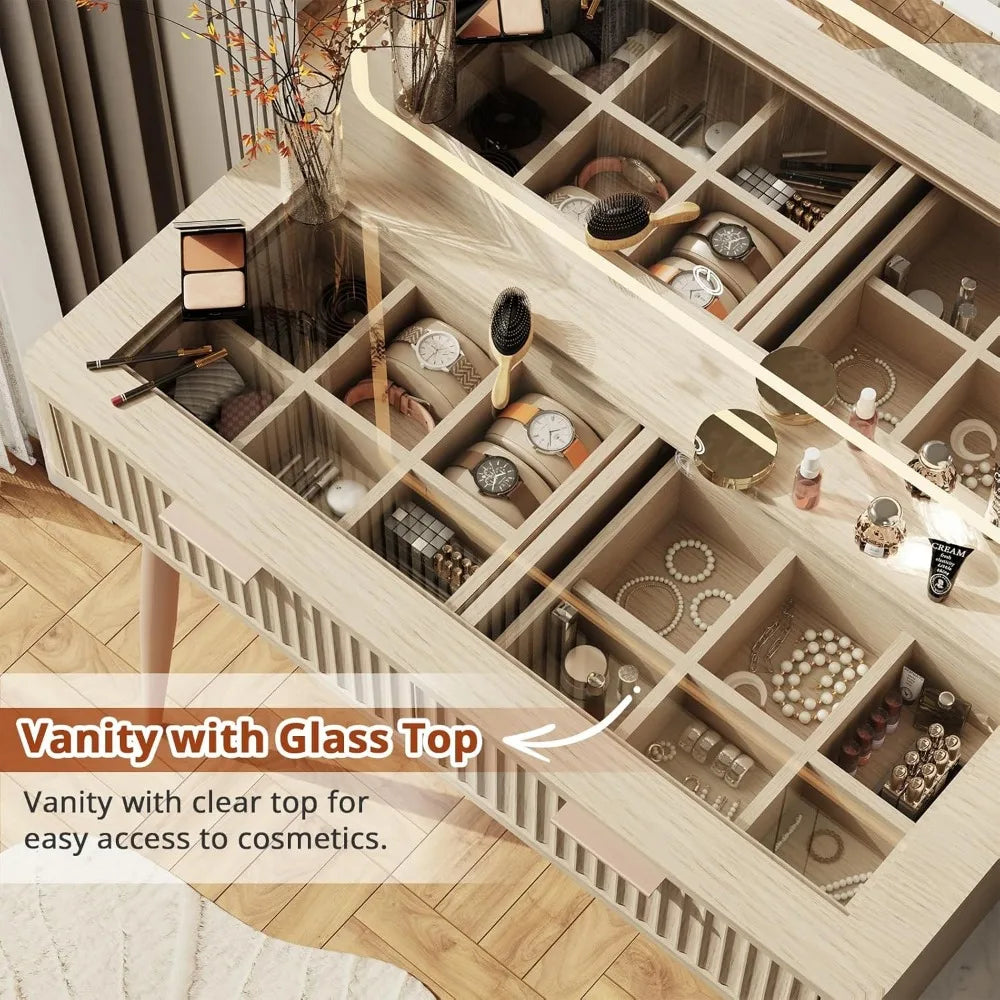 GLOWGLASS VANITY DESK