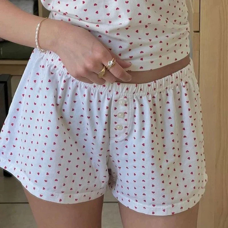 WHITE WITH RED HEARTS / S